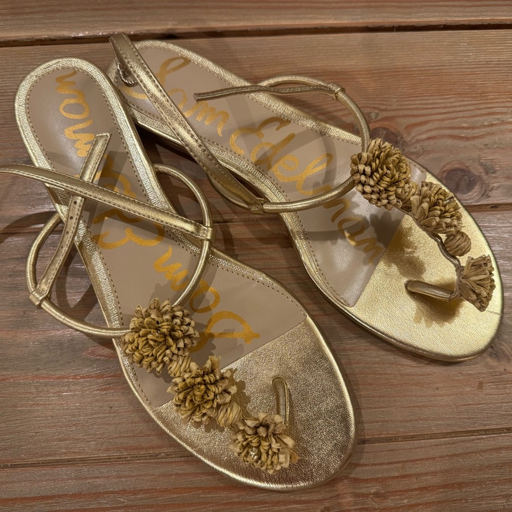 Sam Edelman Gold Floral Sandals